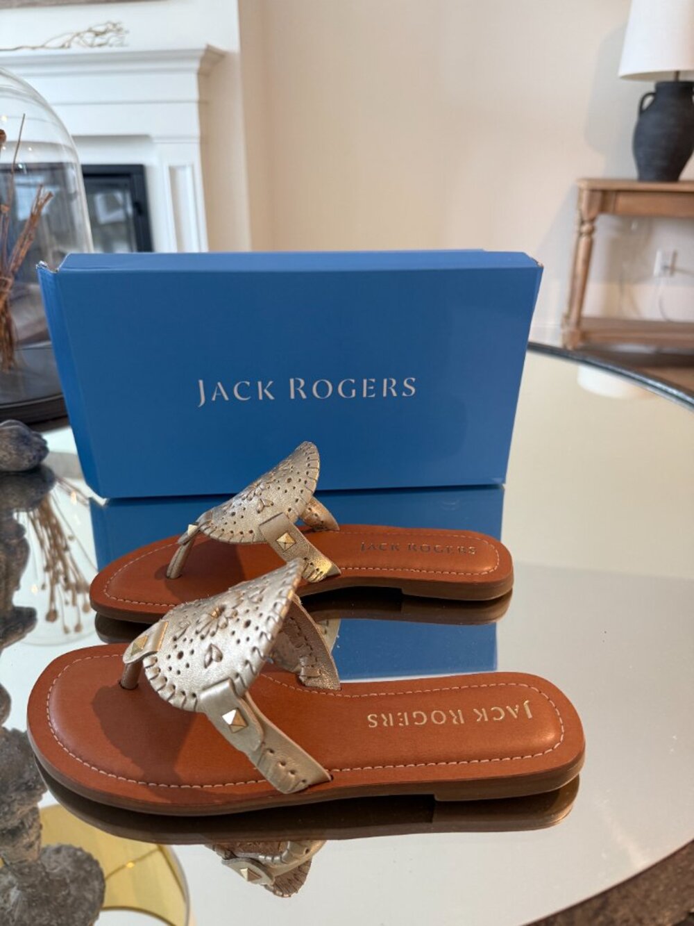 Jack Rogers Georgica Jelly Thong Sandals Gold (Size 7) NEW - Picture 2 of 3